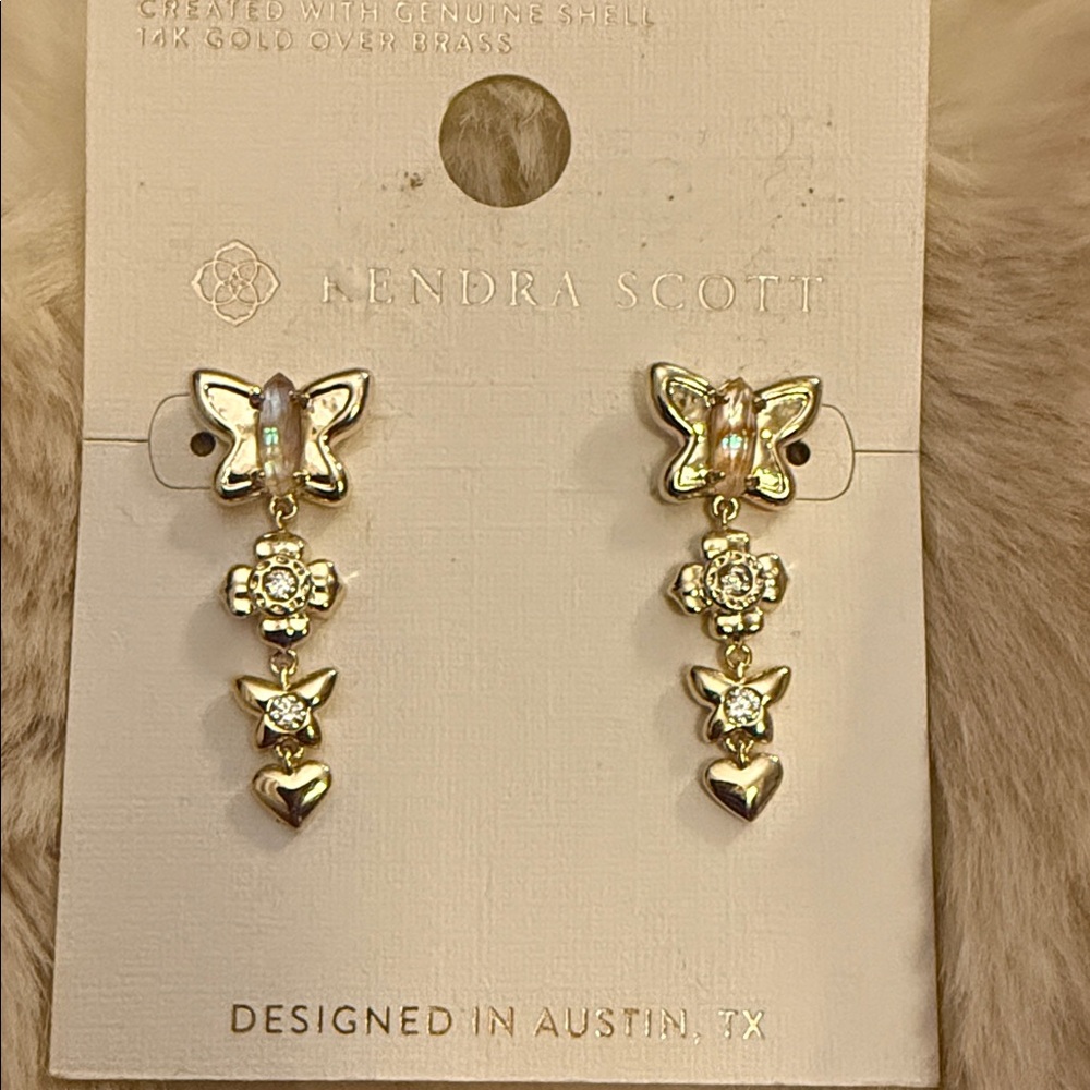 Kendra Scott Gold Butterfly and Heart Earrings